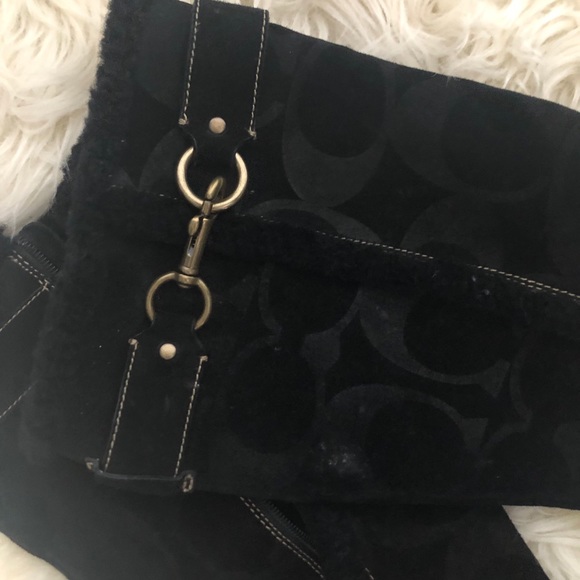 PRICE DROP Coach Wedge Suede & Shearling Boots - Picture 3 of 10